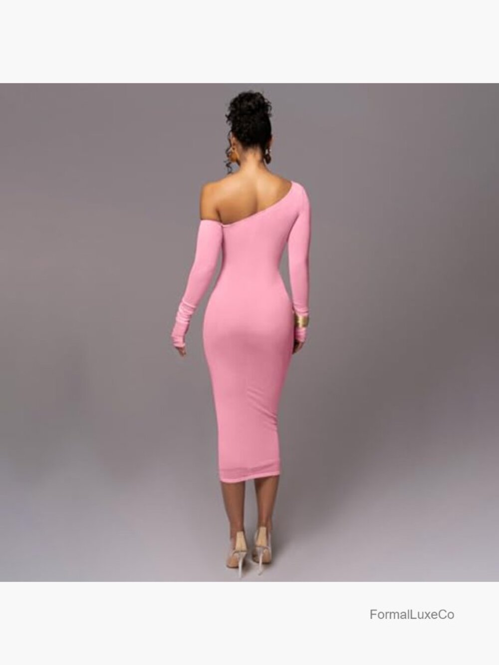 Sexy Off Shoulder Mesh Long Sleeve Bodycon Maxi Dress Ruched Party Club - Picture 4 of 6